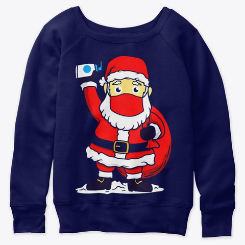 2020 Santa Children Pajamas Christmas Navy  T-Shirt Front
