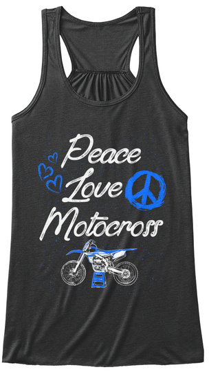 Peace Love Motocross Dark Grey Heather T-Shirt Front