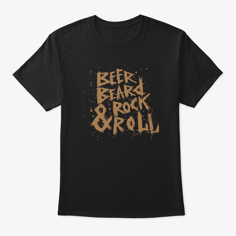 Mens Beer Beard Shirt Rock Roll Drinking Black T-Shirt Front