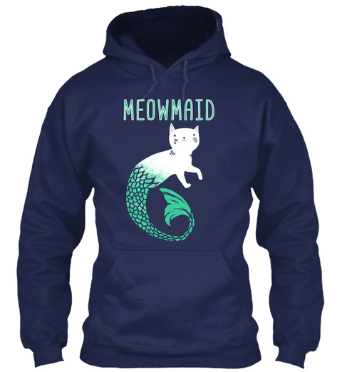 Meowmaid Navy T-Shirt Front