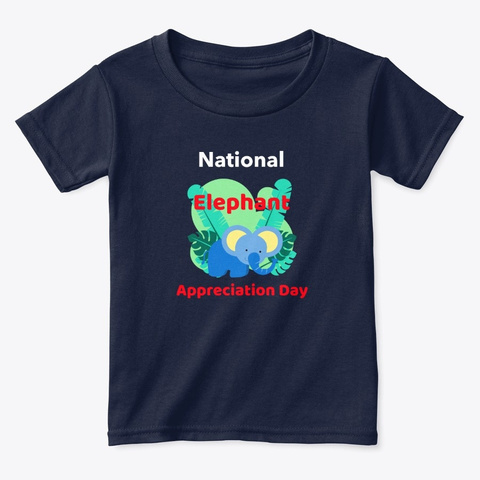 Nat Elephant Appreciation Day Navy  Camiseta Front