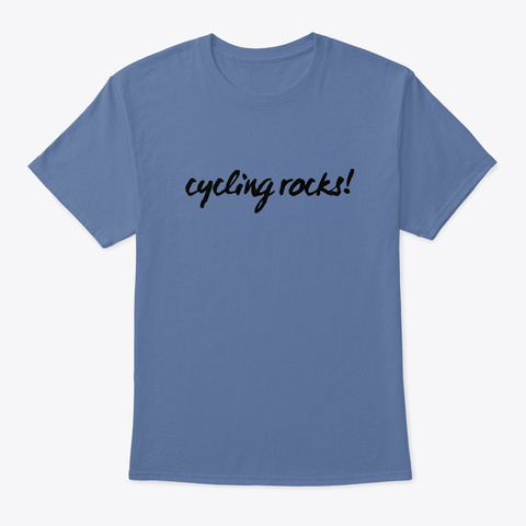 Cycling Rocks Denim Blue T-Shirt Front