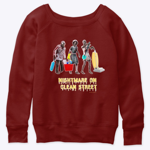 Nightmare On Clean Street Halloween Fun Dark Red Triblend T-Shirt Front
