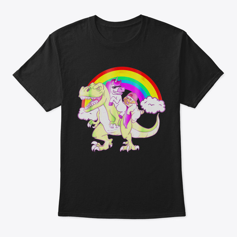 Dinosaur Unicorn Pug Tshirt Pug Dog Love Black áo T-Shirt Front