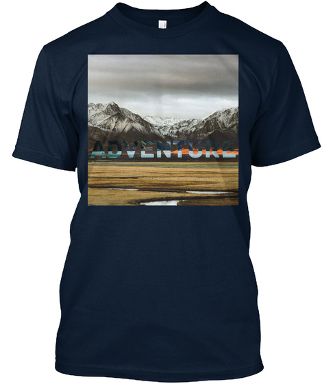 Adventure Mountains Outdoors Photo Shirt New Navy T-Shirt Front