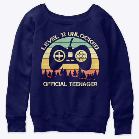 Level 12 Unlocked Official Teenager Navy  T-Shirt Front