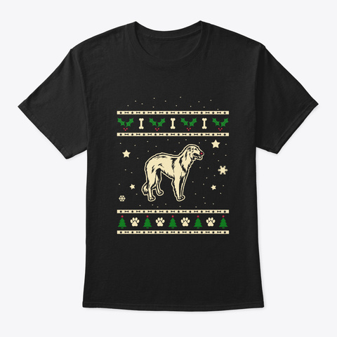 Christmas Borzois Gift Black T-Shirt Front