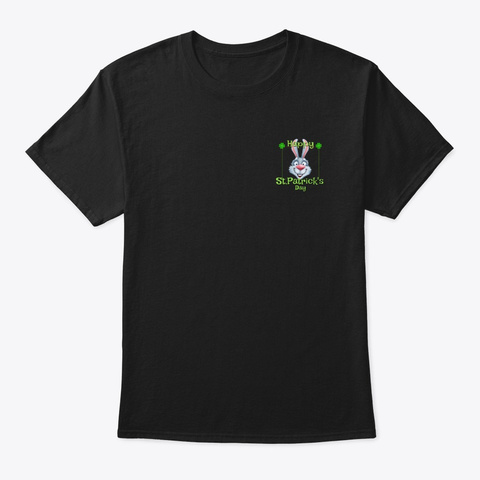 St Pat's Messed Up Bunny Black T-Shirt Front
