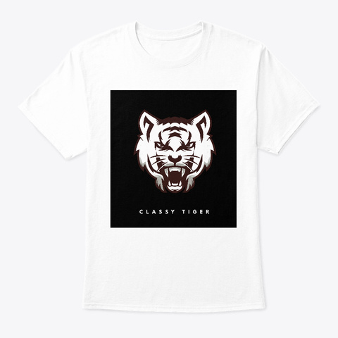 Angry Tiger White T-Shirt Front