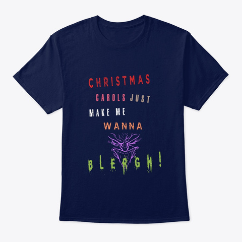 Christmas Design For Metal Vocalists Navy T-Shirt Front