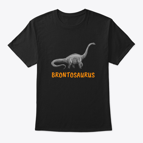 Brontosaurus   Gray Dinosaur Black Camiseta Front
