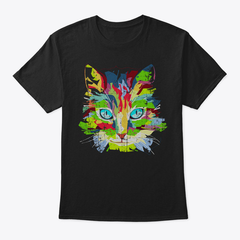 Pop Art Cat Long Sleeve60 Black T-Shirt Front