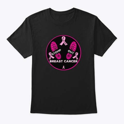 Stomp Out Breast Cancer Black T-Shirt Front