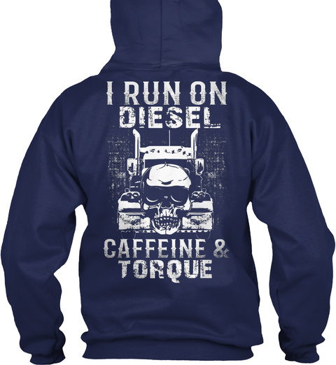 Diesel, Caffeine And Torque Navy T-Shirt Back