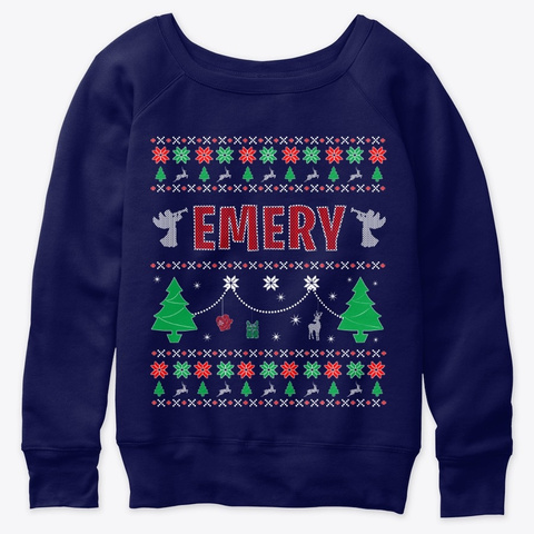 Xmas Themed Personalized For Emery Navy  T-Shirt Front