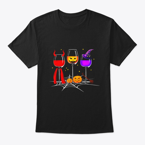 Halloween Wine Glass Shirt Witchcraft Black T-Shirt Front