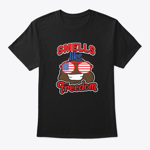 Poop Emoji Smells Like Freedom Black T-Shirt Front