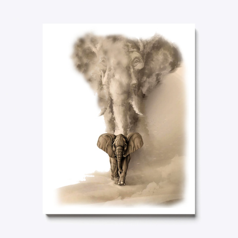Elephant Canvas Print White Kaos Front