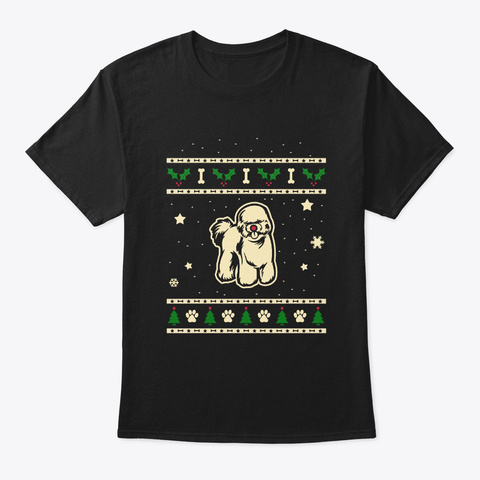 Christmas Bichon Frise Gift Black T-Shirt Front