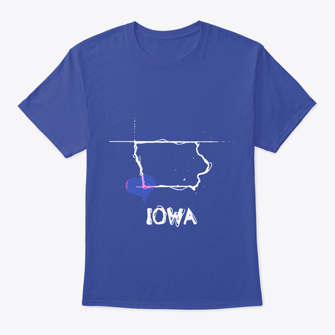 Love Iowa State Sketch Usa Art Design Deep Royal T-Shirt Front