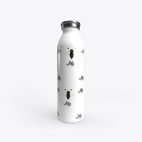 "Lily" Stainless Steel Water Bottle White Camiseta Front