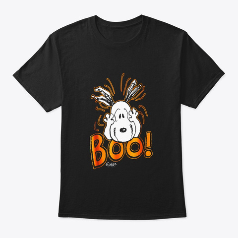 Peanuts Halloween Boo Black áo T-Shirt Front