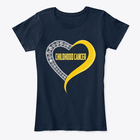 Childhood Cancer Heart Gift Survivor New Navy Camiseta Front