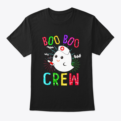 Boo Boo Crew Design Halloween Ghost Black T-Shirt Front
