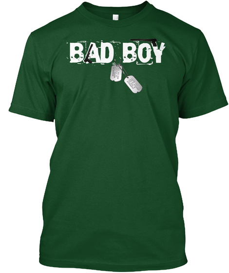 Bad Boy T Shirt With Dog Tags Deep Forest T-Shirt Front