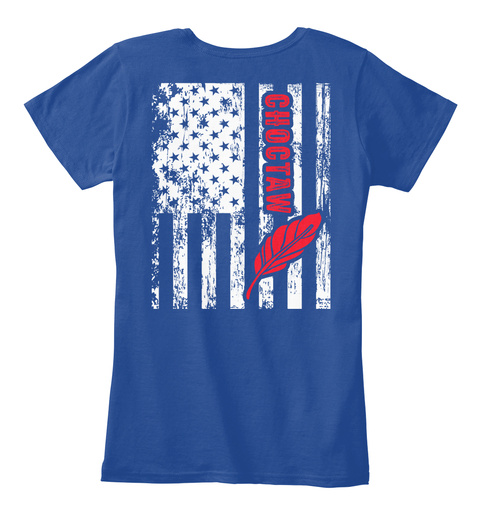 American Flag Choctaw Shirt Deep Royal  T-Shirt Back
