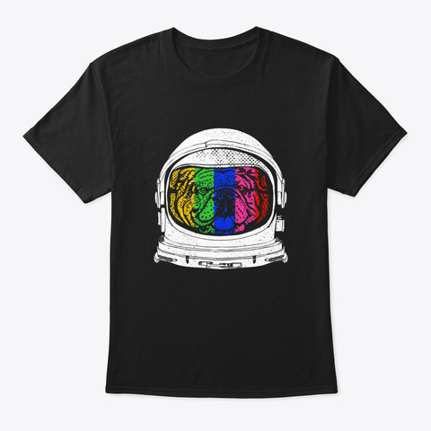 Astronaut English Bulldog Black T-Shirt Front