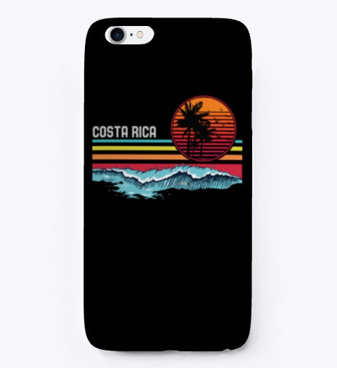 Vintage Costa Rica Beach Sunset Surfing Black T-Shirt Front