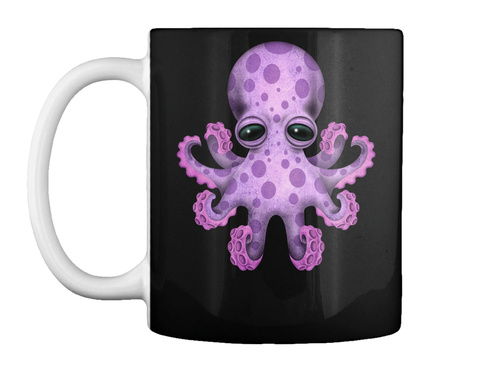 Mug   Cute Purple Baby Octopus Black T-Shirt Front