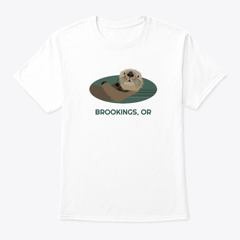 Brookings Or Otter Pnw Tribal White T-Shirt Front