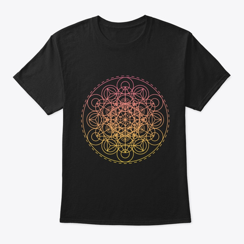 Sacred Geometry Intricate Tri Hex Circles Black T-Shirt Front