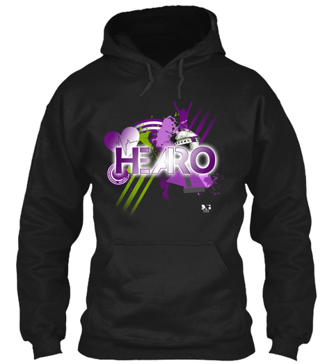 H.E.A.R.O. Hoodie Black T-Shirt Front