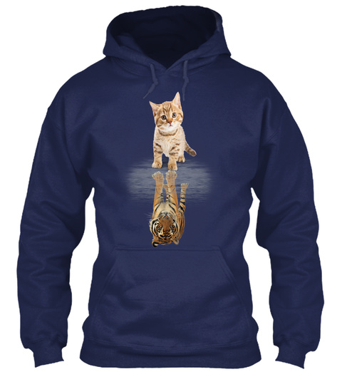 Cat And Tiger! Hoodies! Navy Camiseta Front