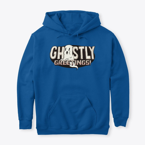 Ghostly Greetings Stylized Typography Royal T-Shirt Front