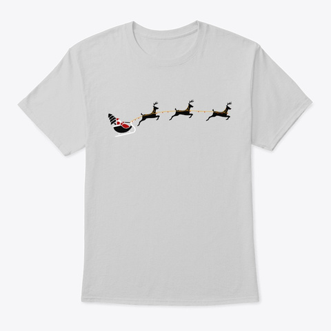 Santa Reindeer Flying Sleigh  Light Steel T-Shirt Front
