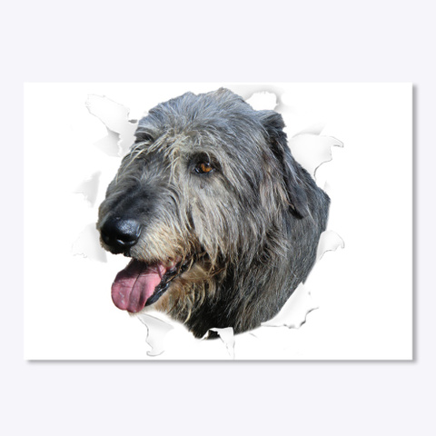 Irish Wolfhound 3 D Sticker  White T-Shirt Front