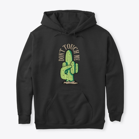 Cactus Middle Finger Do Not Touch Black T-Shirt Front