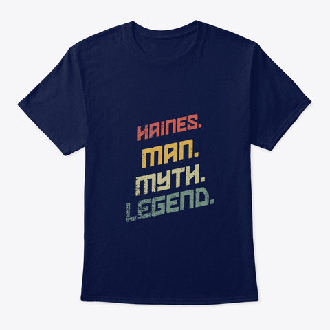 Haines Man Myth Legend Vintage Navy T-Shirt Front