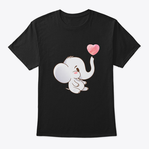 Baby Cute Elephant Black T-Shirt Front