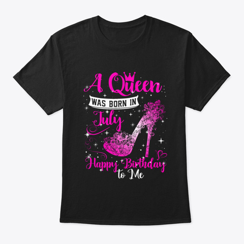 Birthday Queens High Heels Pink Stars Gi Black T-Shirt Front
