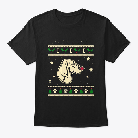 Christmas Trigg Hound Gift Black T-Shirt Front