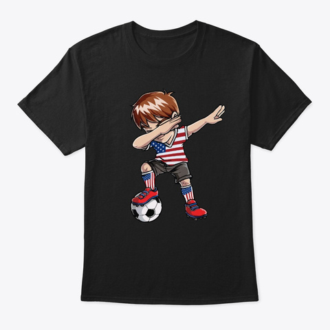 Soccer Boy Dabbing 4th Of July T Shirt Black T-Shirt Front