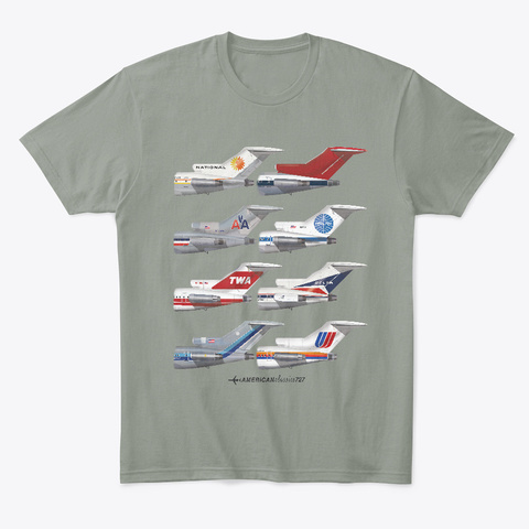 Classic American Airliners Diagram Grey T-Shirt Front