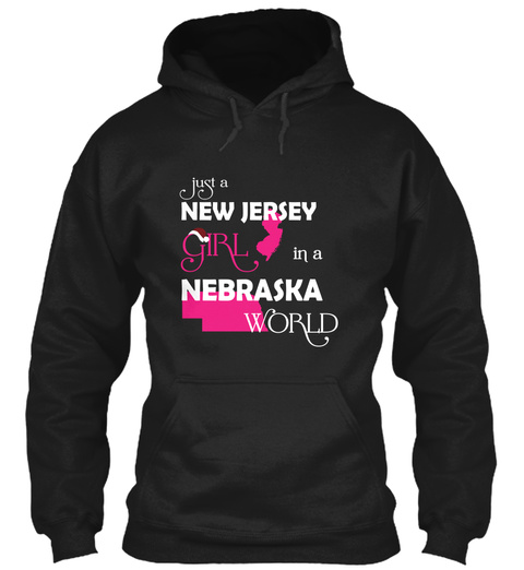 Just A New Jersy Girl It's Nebraska World Black T-Shirt Front