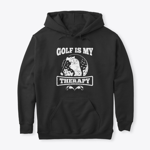 Golf Is My Therapy Golfing Logo Black T-Shirt Front