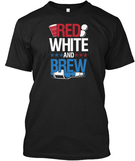 Red White And Brew Black T-Shirt Front
